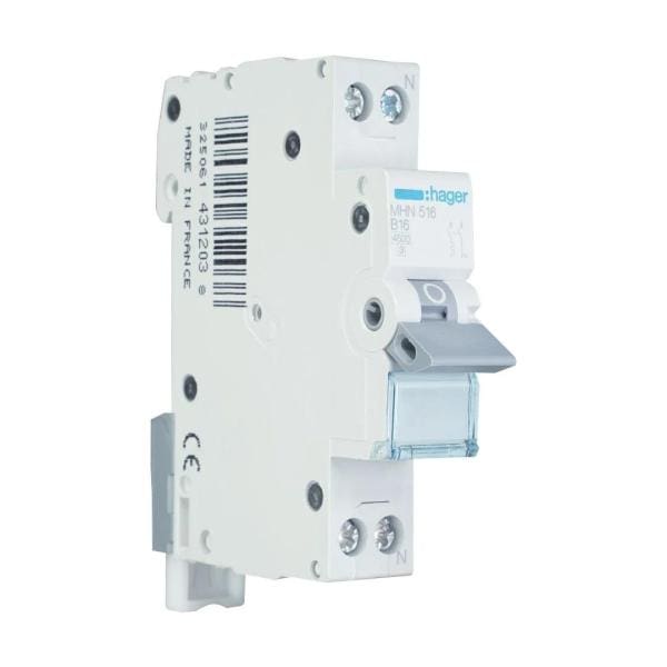 Hager installatieautomaat 1-polig+nul 16A B-kar